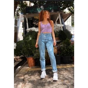 American Apparel Women's The High-Waist Jean Blue Denim Straight Leg -‎ Size 26